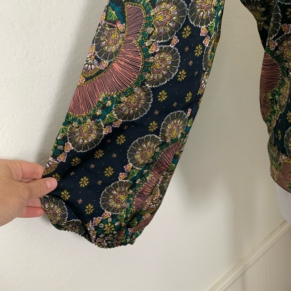 Point Sur Abstract Floral Wrap Top Size M Artsy Kimono Tie - Picture 8 of 16